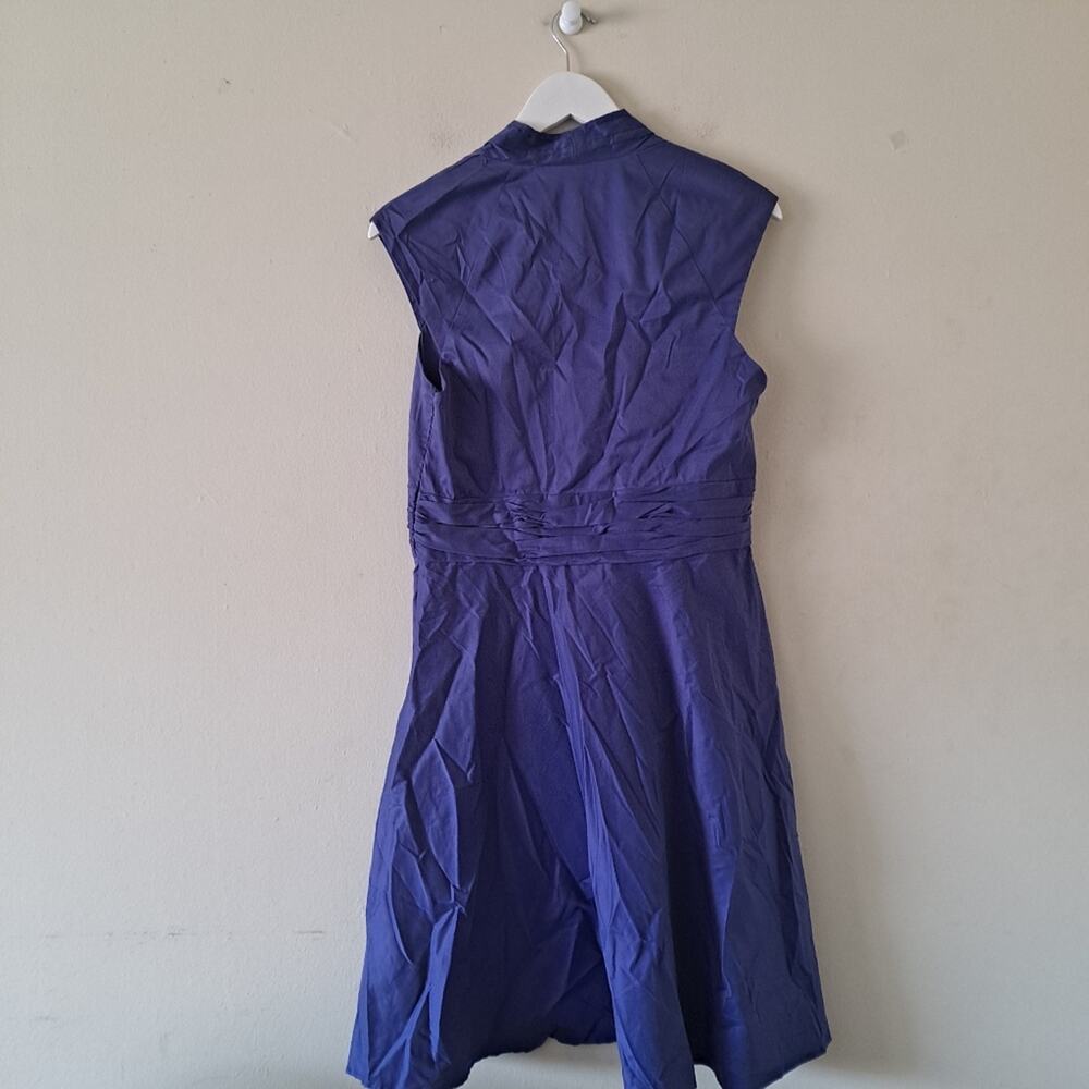Betsey Johnson Purple Cotton Blend Fit & Flare V-neck Cap Sleeve  Dress - Size12 - Picture 2 of 9